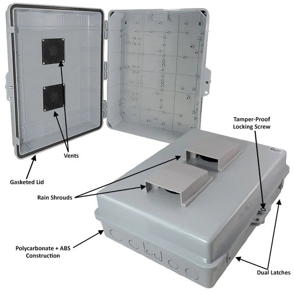 Altelix 17x14x6 PC + ABS Weatherproof Vented NEMA Enclosure with Hinged Door - Nema Supply