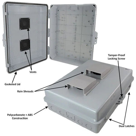 Altelix 17x14x6 PC + ABS Weatherproof Vented NEMA Enclosure with Hinged Door - Nema Supply