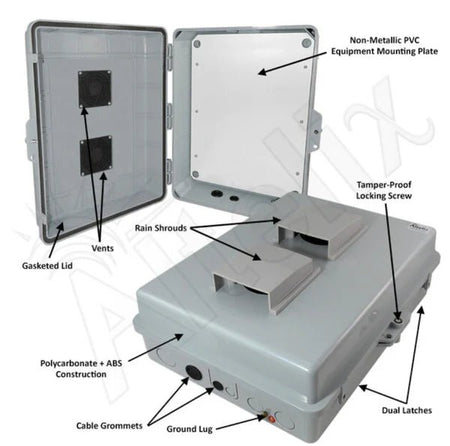 Altelix 17x14x6 Polycarbonate + ABS Vented Indoor / Outdoor RF Transparent WiFi Access Point Enclosure with PVC Non - Metallic Equipment Mounting Plate - Nema Supply