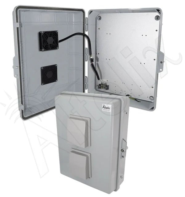 Altelix 17x14x6 Vented Polycarbonate + ABS Weatherproof NEMA Enclosure with 12 VDC Cooling Fan - Nema Supply