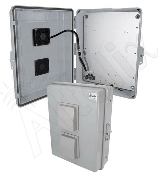 Altelix 17x14x6 Vented Polycarbonate + ABS Weatherproof NEMA Enclosure with 48 VDC Cooling Fan - Nema Supply