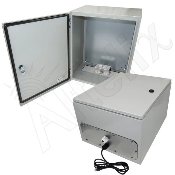 Altelix 20x16x12 NEMA 4X Steel Weatherproof Enclosure with 120 VAC Outlets and Power Cord - Nema Supply