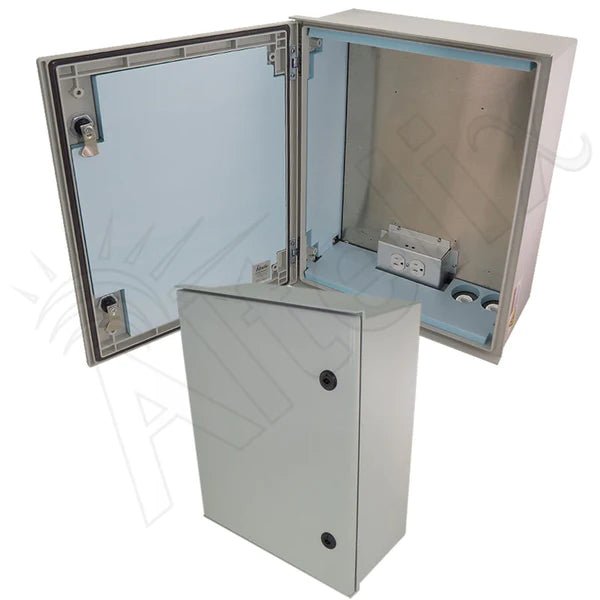 Altelix 20x16x8 Insulated NEMA 4X Fiberglass Heated Weatherproof Enclosure with 200W Heater and 120 VAC Outlets - Nema Supply
