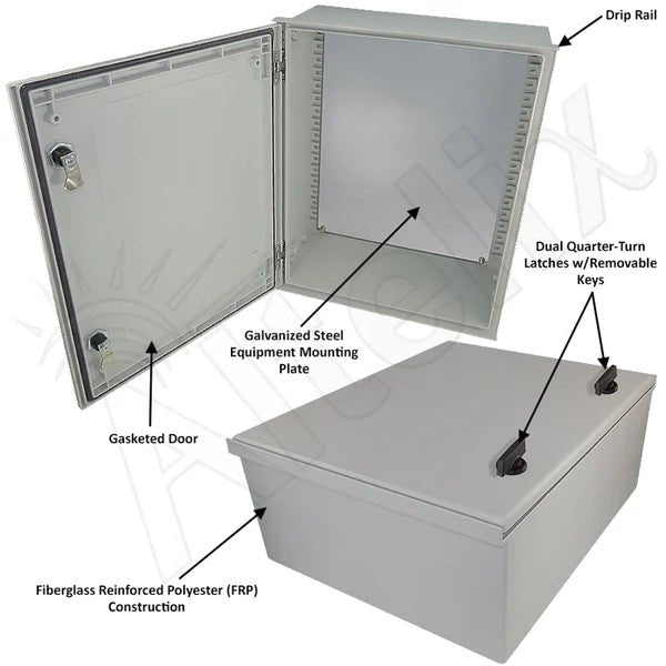 Altelix 20x16x8 NEMA 3X Fiberglass Weatherproof Enclosure with Blank Steel Equipment Mounting Plate - Nema Supply