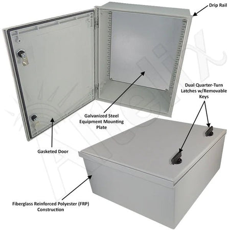 Altelix 20x16x8 NEMA 3X Fiberglass Weatherproof Enclosure with Blank Steel Equipment Mounting Plate - Nema Supply