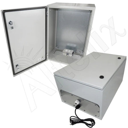 Altelix 24x16x12 NEMA 4X Steel Weatherproof Enclosure with 120 VAC Outlets and Power Cord - Nema Supply