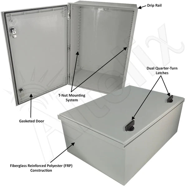 Altelix 24x16x9 NEMA 3X Fiberglass Weatherproof Enclosure - Nema Supply