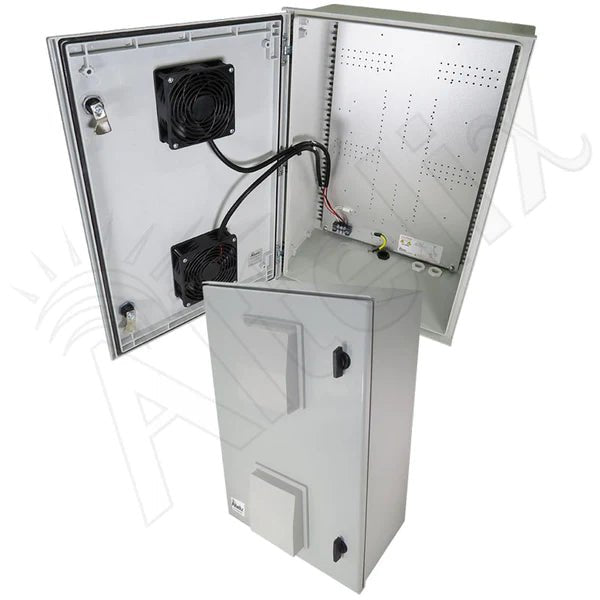 Altelix 24x16x9 Vented Fiberglass Weatherproof NEMA Enclosure with Dual 12 VDC Cooling Fans - Nema Supply