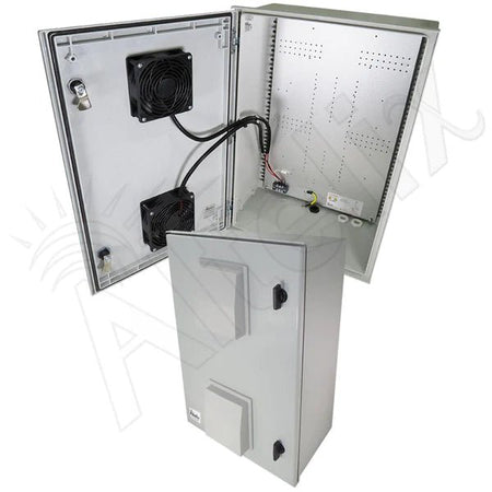 Altelix 24x16x9 Vented Fiberglass Weatherproof NEMA Enclosure with Dual 24 VDC Cooling Fans - Nema Supply