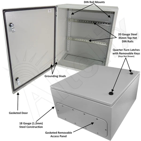Altelix 24x20x12 Industrial DIN Rail NEMA 4X Steel Weatherproof Enclosure - Nema Supply