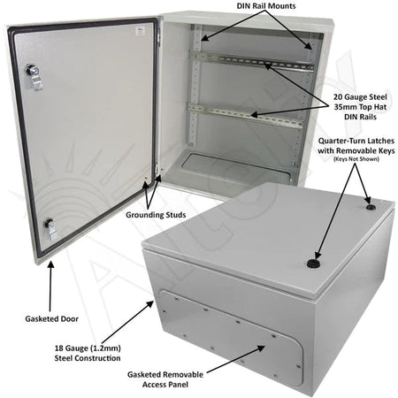 Altelix 24x20x12 Industrial DIN Rail NEMA 4X Steel Weatherproof Enclosure - Nema Supply