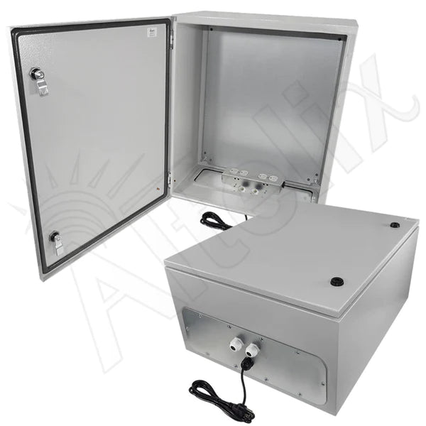 Altelix 24x20x12 NEMA 4X Steel Weatherproof Enclosure with 120 VAC Outlets and Power Cord - Nema Supply