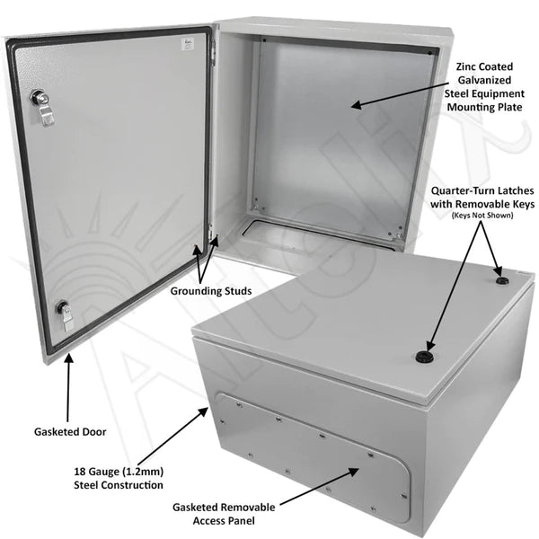 Altelix 24x20x12 NEMA 4X Steel Weatherproof Enclosure with Steel Equipment Mounting Plate - Nema Supply