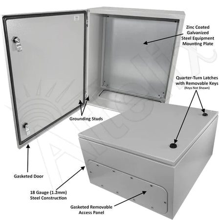 Altelix 24x20x12 NEMA 4X Steel Weatherproof Enclosure with Steel Equipment Mounting Plate - Nema Supply