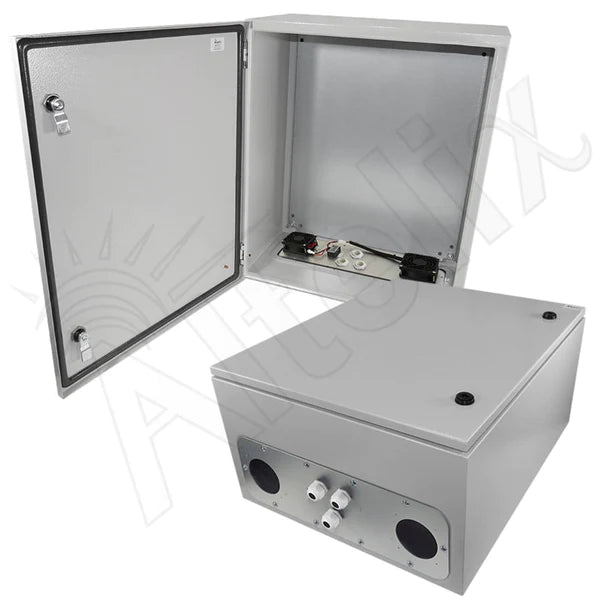 Altelix 24x20x12 Steel Weatherproof NEMA Enclosure with Dual 12 VDC Cooling Fans - Nema Supply