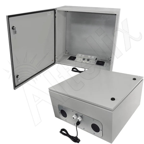 Altelix 24x20x12 Vented Steel Weatherproof NEMA Enclosure with 120 VAC Outlets and Power Cord - Nema Supply