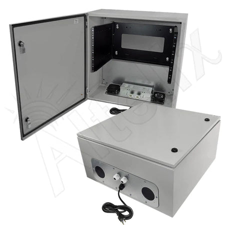 Altelix 24x24x12 120VAC 20A Steel NEMA 4X Enclosure for UPS Power Systems with 19" Wide 6U Rack, 20A Power Outlets and Power Cord - Nema Supply