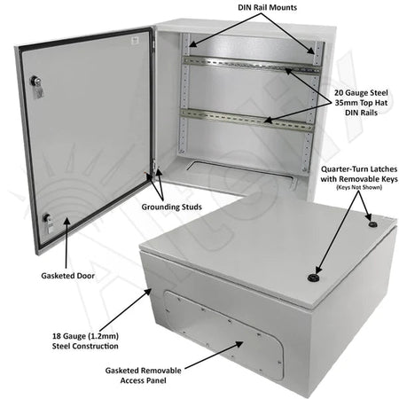 Altelix 24x24x12 Industrial DIN Rail NEMA 4X Steel Weatherproof Enclosure - Nema Supply