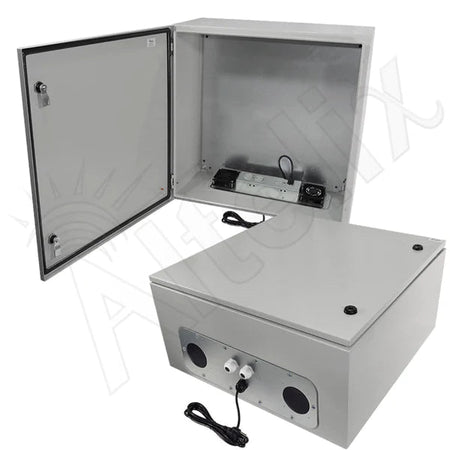 Altelix 24x24x12 Steel Weatherproof NEMA Enclosure with Dual Cooling Fans, 120 VAC Outlets and Power Cord - Nema Supply