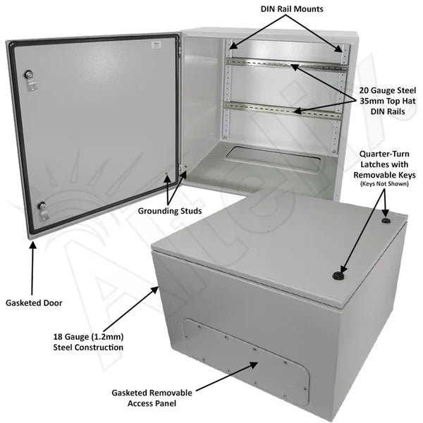Altelix 24x24x16 Industrial DIN Rail NEMA 4X Steel Weatherproof Enclosure - Nema Supply