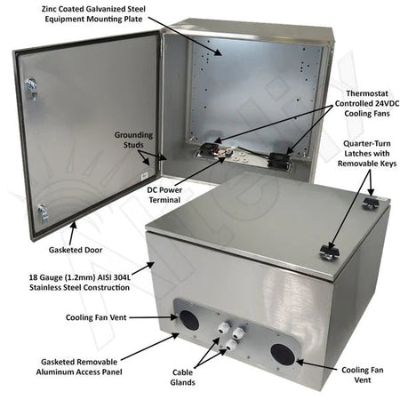 Altelix 24x24x16 Stainless Steel Weatherproof NEMA Enclosure with Dual 24 VDC Cooling Fans - Nema Supply
