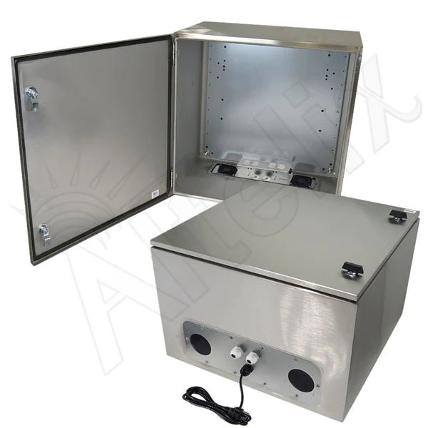 Altelix 24x24x16 Vented Stainless Steel Weatherproof NEMA Enclosure with 120 VAC Outlets and Power Cord - Nema Supply