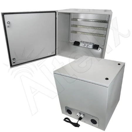 Altelix 24x24x24 Industrial DIN Rail Steel Weatherproof NEMA Enclosure with Dual Cooling Fans, 120 VAC Outlets and Power Cord - Nema Supply
