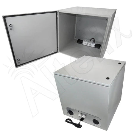 Altelix 24x24x24 Steel Heated Weatherproof NEMA Enclosure with Dual Cooling Fans, 400W Heater, 120 VAC Outlets and Power Cord - Nema Supply