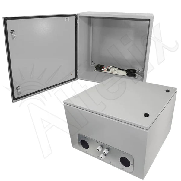 Altelix 24x24x24 Steel Weatherproof NEMA Enclosure with Dual 12 VDC Cooling Fans - Nema Supply
