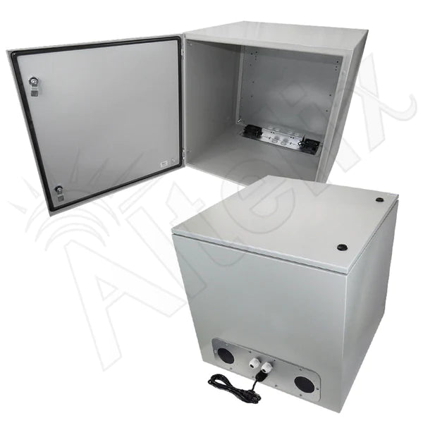 Altelix 24x24x24 Steel Weatherproof NEMA Enclosure with Dual Cooling Fans, 120 VAC Outlets and Power Cord - Nema Supply