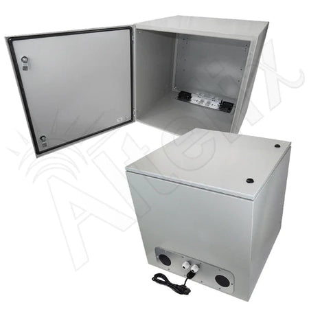 Altelix 24x24x24 Steel Weatherproof NEMA Enclosure with Dual Cooling Fans, 120 VAC Outlets and Power Cord - Nema Supply