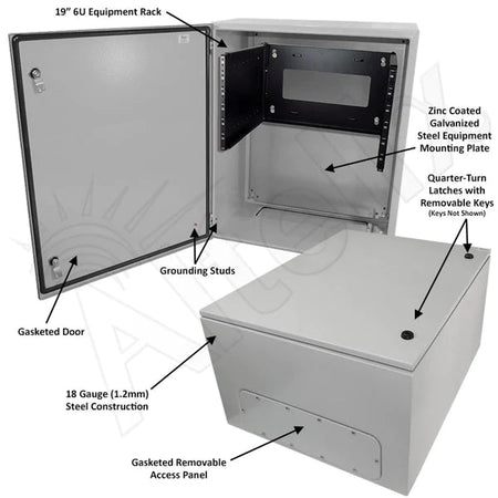 Altelix 28x24x16 19" Wide 6U Rack NEMA 4X Steel Weatherproof Enclosure - Nema Supply