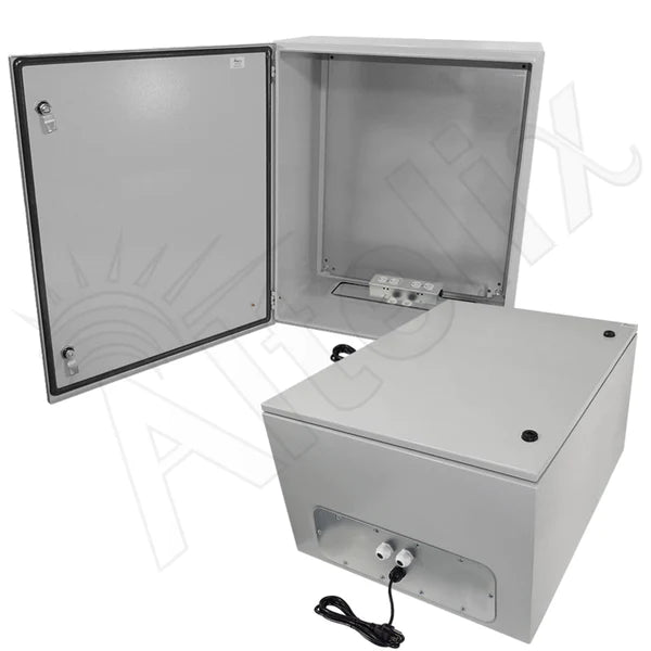 Altelix 28x24x16 NEMA 4X Steel Weatherproof Enclosure with 120 VAC Outlets and Power Cord - Nema Supply