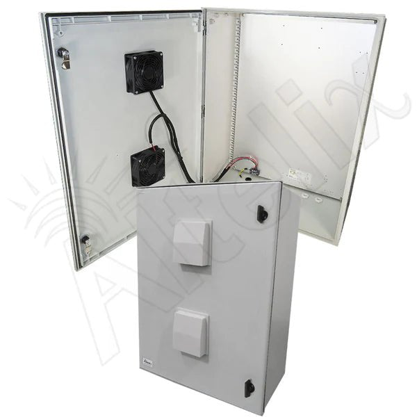 Altelix 32x24x12 Vented Fiberglass Weatherproof NEMA Enclosure with Dual 48 VDC Cooling Fans - Nema Supply