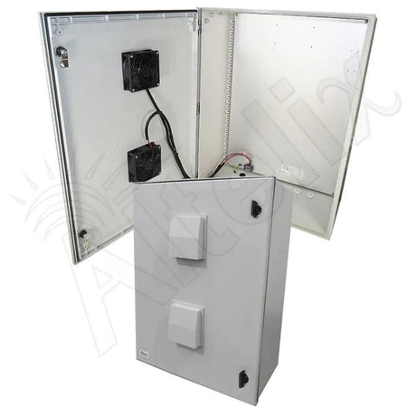 Altelix 32x24x12 Vented Fiberglass Weatherproof NEMA Enclosure with Dual 48 VDC Cooling Fans - Nema Supply