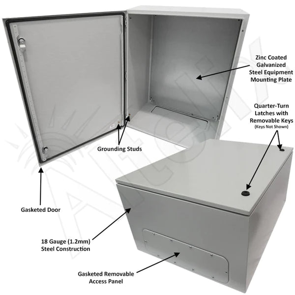 Altelix 32x24x16 NEMA 4X Steel Weatherproof Enclosure with Steel Equipment Mounting Plate - Nema Supply