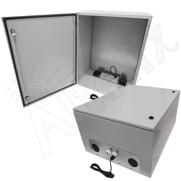 Altelix 32x24x16 Steel Heated Weatherproof NEMA Enclosure with Dual Cooling Fans, 400W Heater, 120 VAC Outlets and Power Cord - Nema Supply