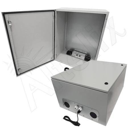Altelix 32x24x16 Steel Weatherproof NEMA Enclosure with Dual Cooling Fans, 120 VAC Outlets and Power Cord - Nema Supply