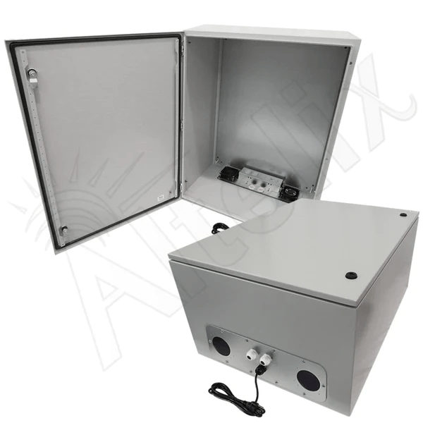 Altelix 32x24x16 Steel Weatherproof NEMA Enclosure with Dual Cooling Fans, 120 VAC Outlets and Power Cord - Nema Supply