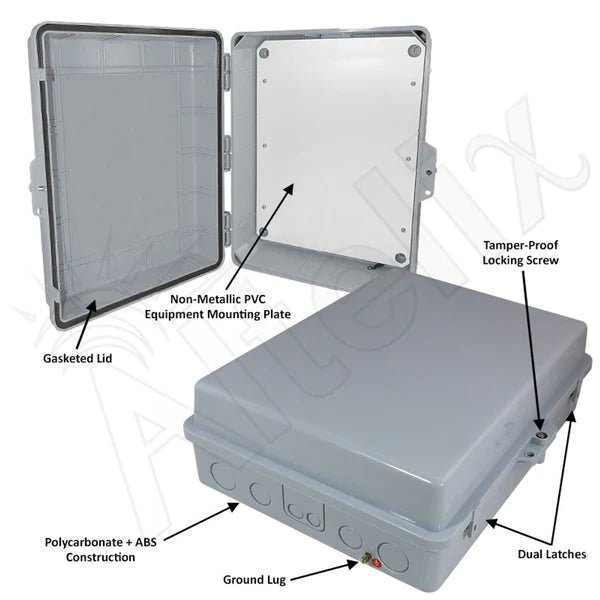 Altelix Copper Mountain 17x14x6 Polycarbonate + ABS Indoor / Outdoor RF Transparent WiFi Enclosure with PVC Non - Metallic Equipment Mounting Plate - Nema Supply